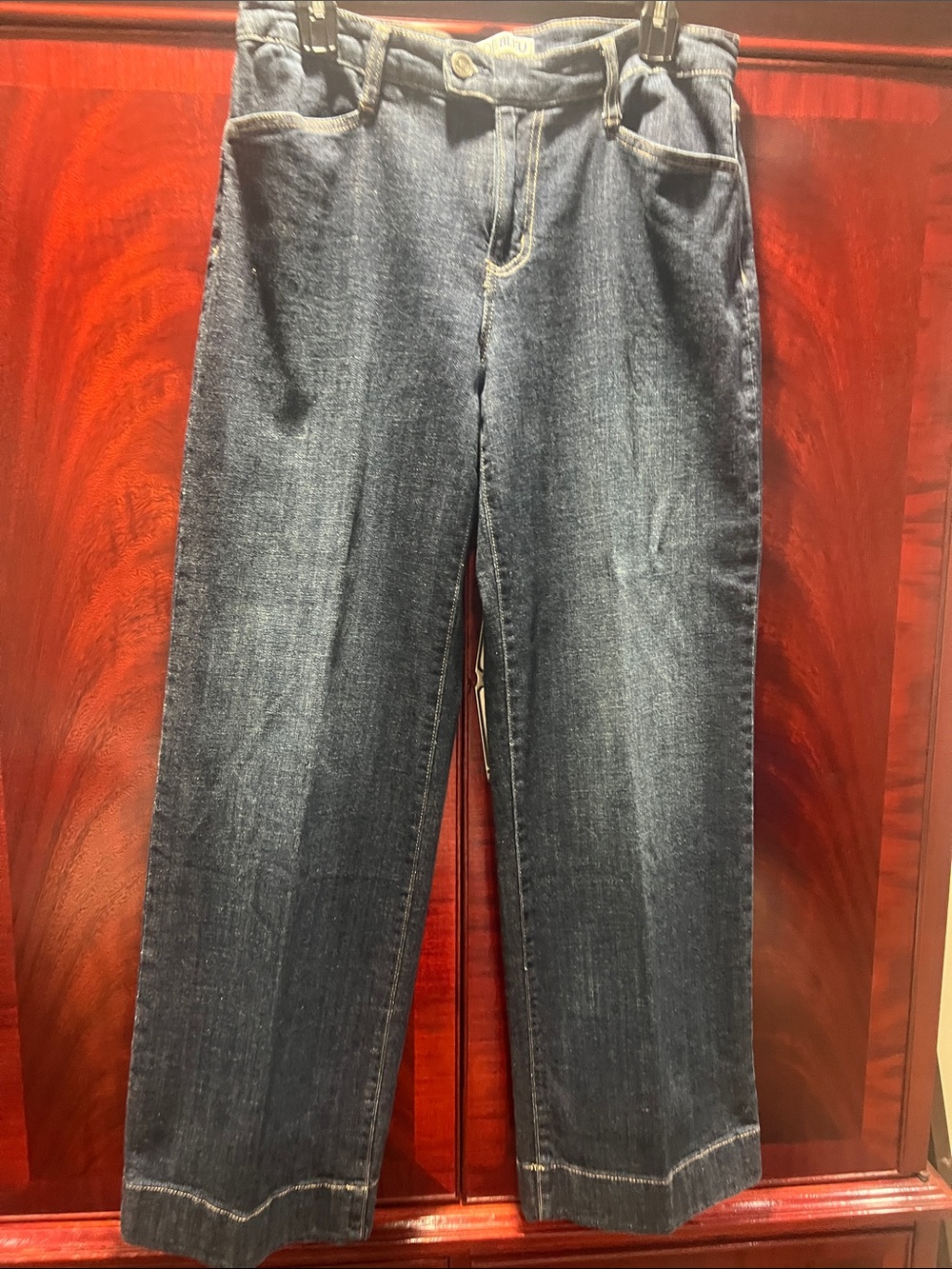 Code Bleu Women's Wide-Leg Jeans in Dark Blue Wash.